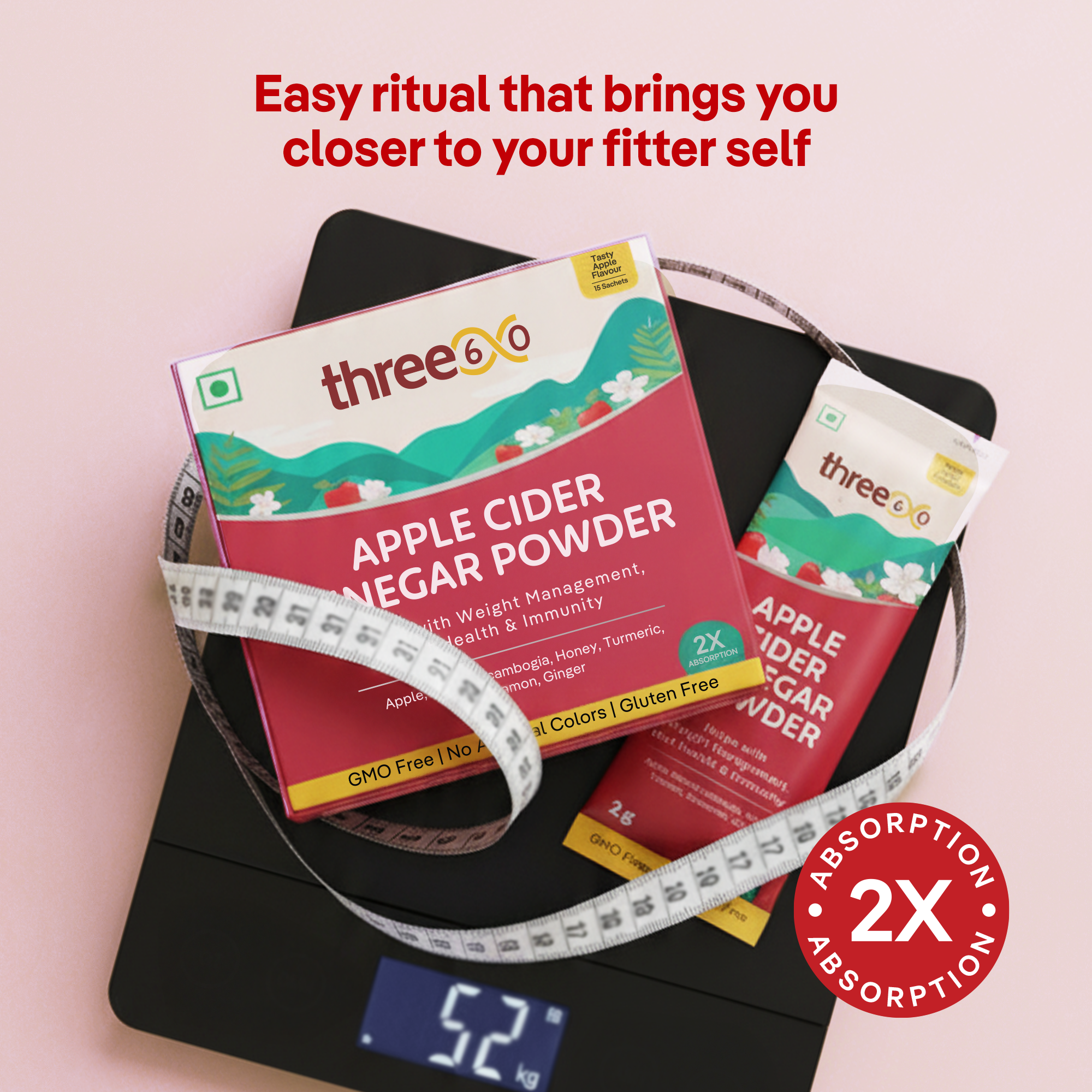 Apple Cider Vinegar Powder (15 Sachets per Pack) | Daily Detox, Digestion & Wellness Blend