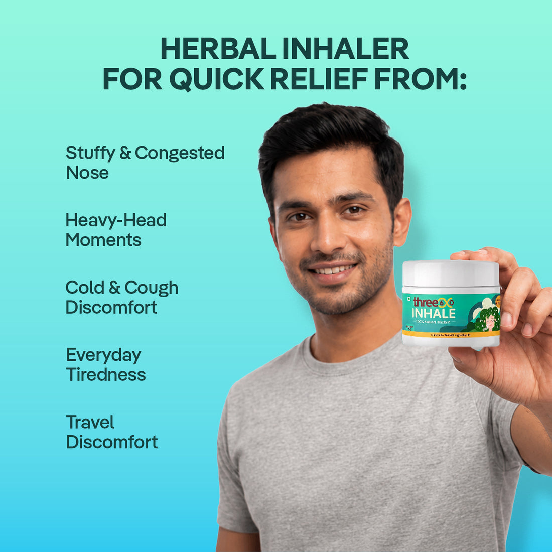 Inhale for Nasal Decongestion, Relief from Cold & Cough & Seasonal Allergies